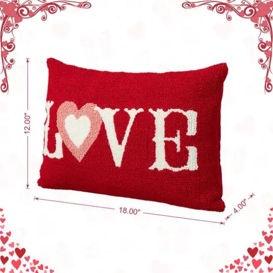 Glitzhome&reg; 18" Valentine's Hooked Love Pillow {9}