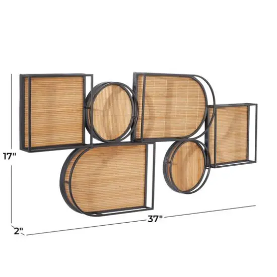 Brown Bamboo Modern Wall Shelf, 37" x 2" x 17" {6}