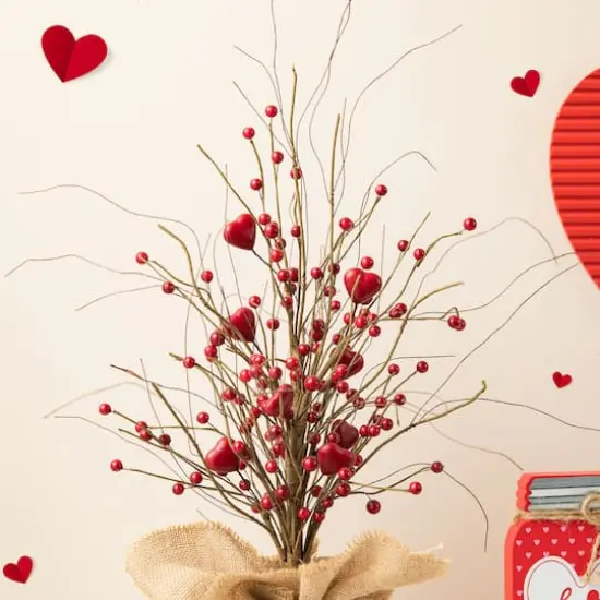 Glitzhome&reg; 18" Valentine's Berry Heart Table Tree {5}