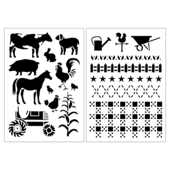 Farmhouse Icon & Border Plastic Stencils, 7" x 10" by Craft Smart&reg; {1}