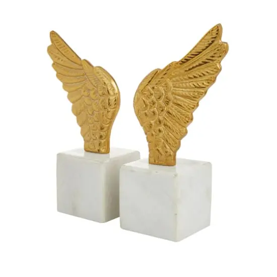 10" Angel Wing Aluminum Bookend Set Gold {3}