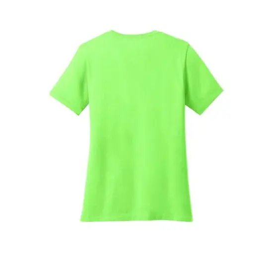 Port & Company&reg; Ladies Core Cotton V-Neck Tee Neon Green {5}
