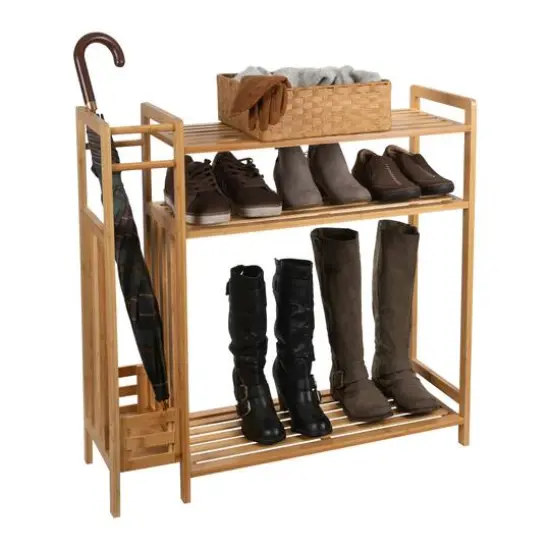 Organize It All Bamboo Shoe Rack with Umbrella Stand {7}