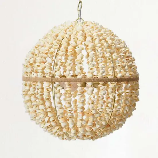 Hello Honey&reg; 19" Round Ball Metal and Shell Ceiling Light {3}