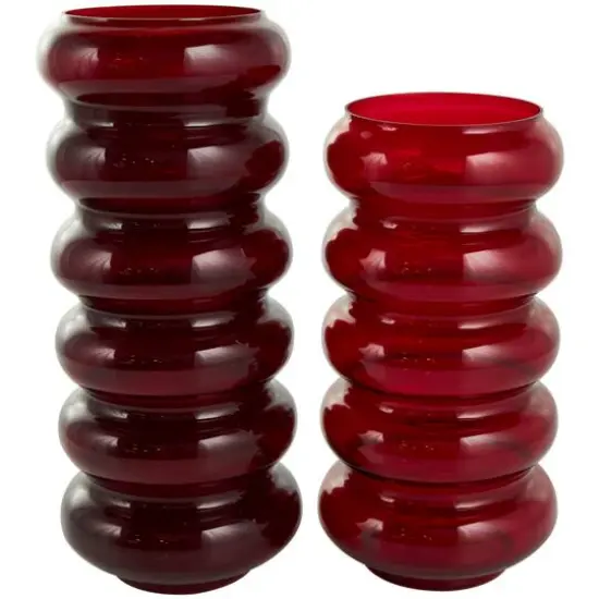 Red Glass Bubble Vase Set {7}