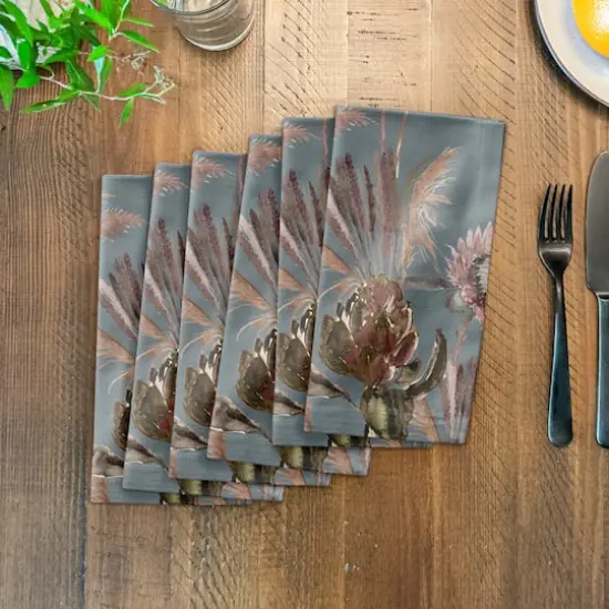 Protea Blooms Cotton Twill Napkin Blue {4}