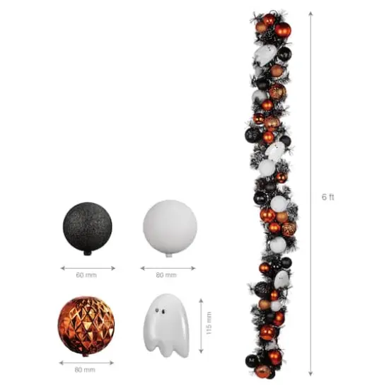 6ft. Orange, Black & White Ghost & Ornament Garland by Ashland&reg; {5}