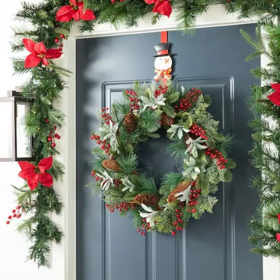 Glitzhome&reg; 24" Christmas Pinecone, Leaf & Berry Wreath {4}