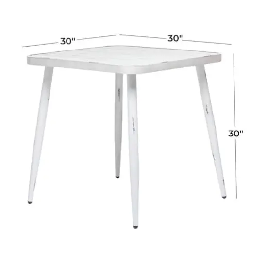 White Aluminum Farmhouse Outdoor Dining Table, 30" x 30" x 30" {6}