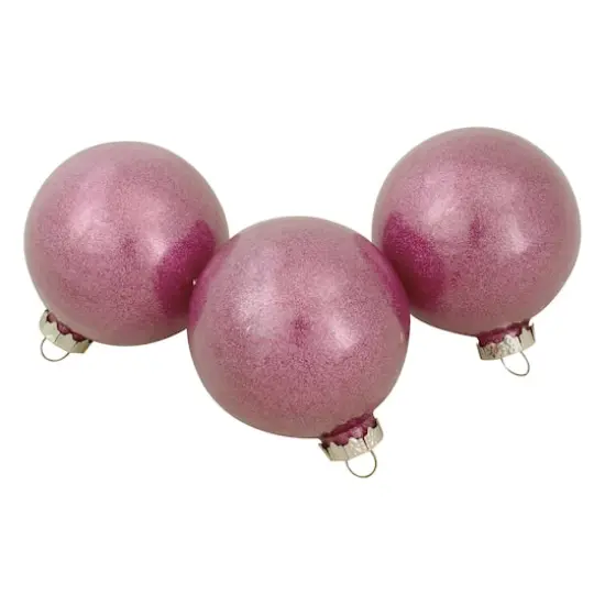 12ct. 3" Glitter & Matte Magenta Pink Finial & Glass Ball Christmas Ornaments {4}