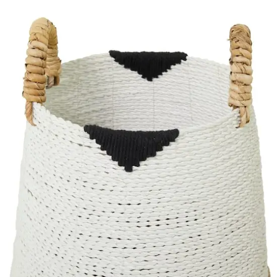 CosmoLiving by Cosmopolitan White Banana Leaf Bohemian Storage Basket Set {4}