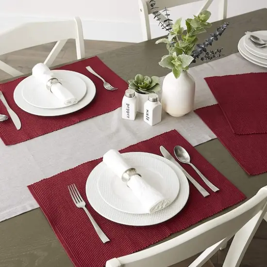 DII&reg; Ribbed Cotton Placemats, 6ct. Wine {5}