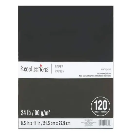 8.5" x 11" Paper Pack by Recollections&trade;, 120 Sheets Black {1}