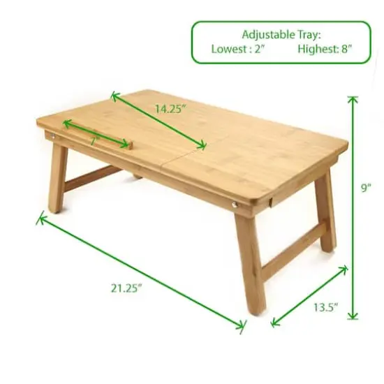 Mind Reader 21.2" Adjustable Bamboo Lap Desk Breakfast Table with Foldable Legs Brown {3}