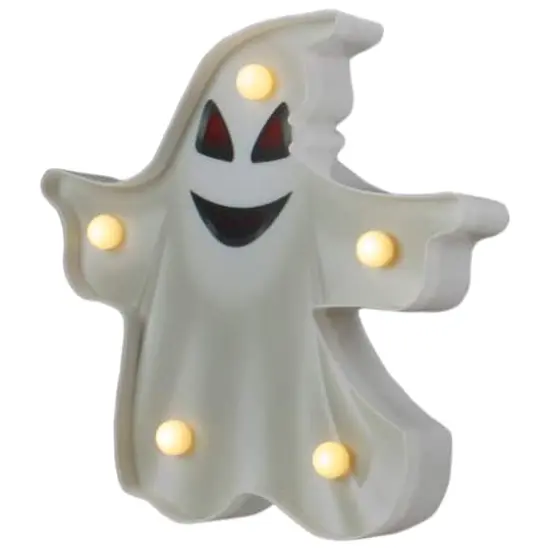 7" Lighted White Ghost Halloween Marquee Decoration {5}