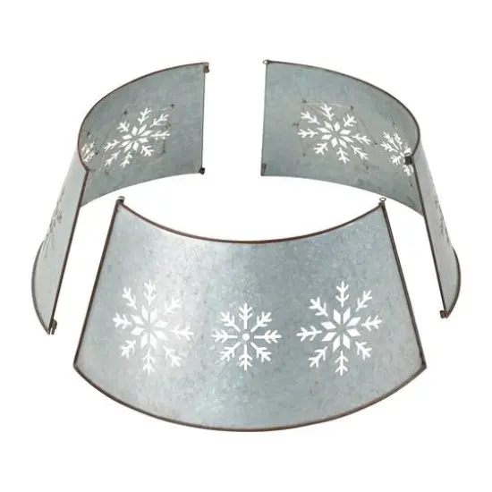 Glitzhome&reg; 21" Snowflake Diecut Metal Tree Collar with Light String {9}