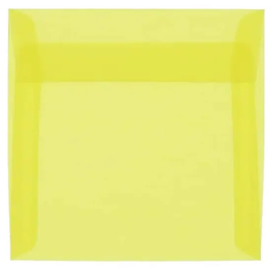 JAM Paper 5.5" x 5.5" Square Translucent Vellum Invitation Envelopes, 25ct. Primary Yellow {1}