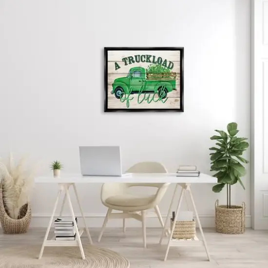 Stupell Industries Truckload Of Luck St Patrick's Day Farmhouse Floater Framed Art Black {3}