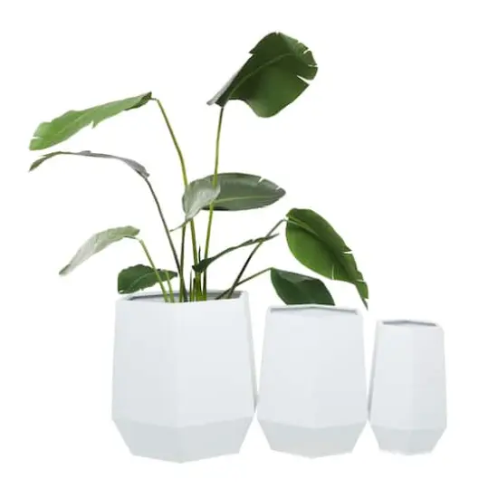 White Modern Planter, Set of 3" 20", 16", 10" {5}