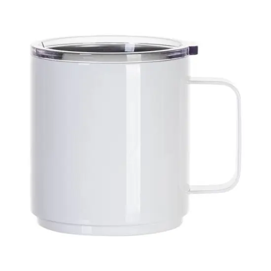 Craft Express 4ct. 13oz. White Stainless Steel Stackable Mug with Lid {3}
