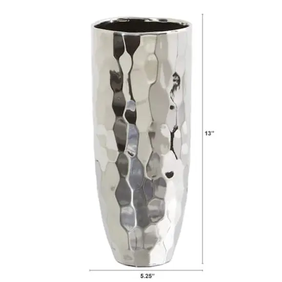 13" Designer Silver Cylinder Vase {3}