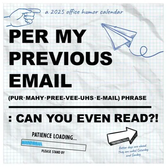 TF Publishing 2025 Per My Previous Email Wall Calendar {1}