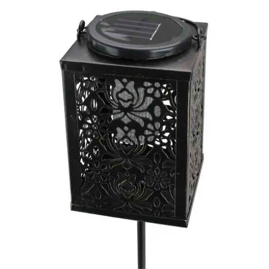 33" Solar Powered Antique Finish Lantern With Garden Stake {3}
