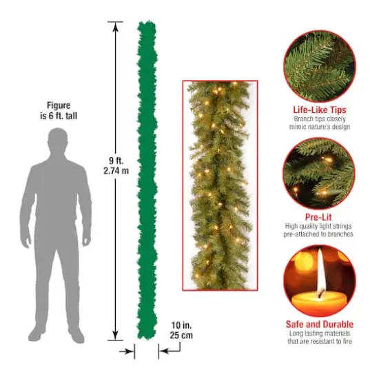 9' x 12" Pre-lit Norwood Fir Artificial Christmas Garland with 100 Clear Lights {6}