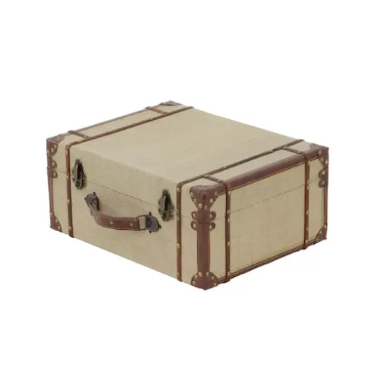 Beige Wood Vintage Trunk Set {3}