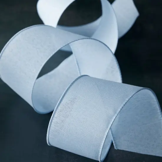 2.5" x 25ft. Faux Linen Wired Ribbon by Celebrate It&trade; D&eacute;cor Light Blue {5}