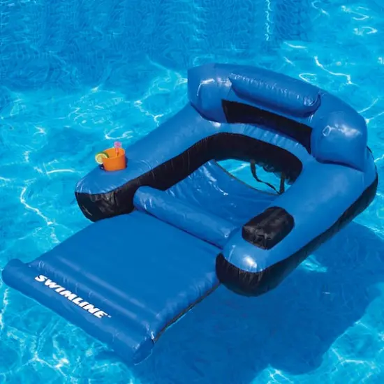 Swimline 4.5ft. Inflatable Blue & Black Ultimate Swimming Pool Chair Lounger {4}