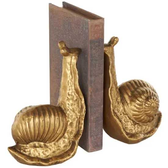 7" Gold Metal Snail Standing Bookends, 2ct. {2}