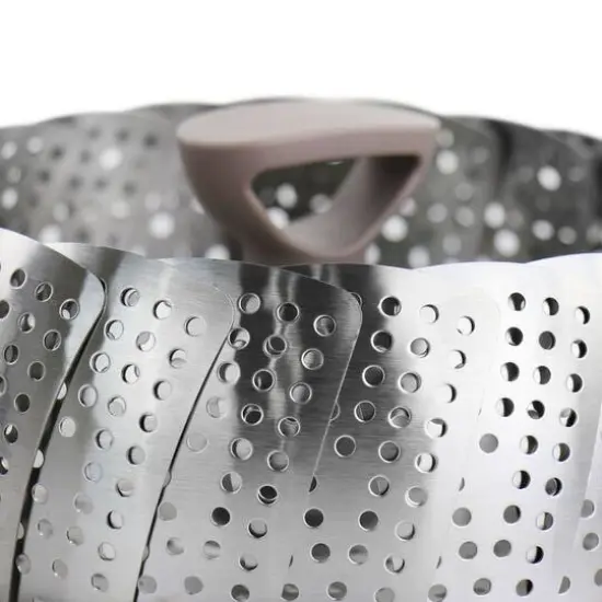 Martha Stewart Stainless Steel Folding Steamer Insert with Taupe Handle {4}