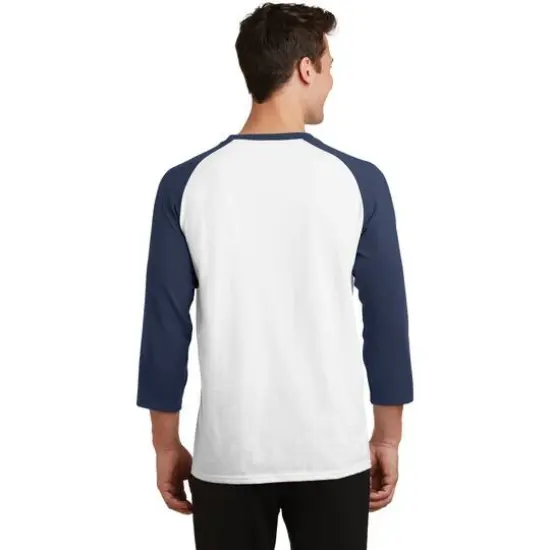 Port & Company&reg; Core Blend 3/4-Sleeve Raglan Tee White/Navy {6}