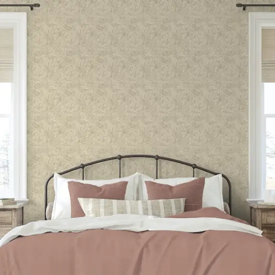 Tommy Bahama Zebra Leaf Peel & Stick Wallpaper Linen {5}