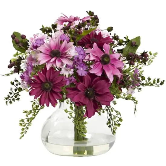 Mixed Daisy Floral Arrangement with Vase {1}