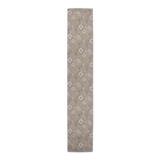 72" Intricate Floral Cotton Twill Runner Brown {4}