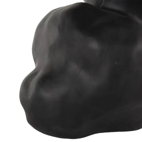 12.75" Black Ceramic Abstract Wide Rounded Floral Shaped Decorative Vase with Petal Rim {6}