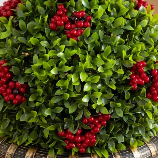 3ft. Pre-Lit Artificial Christmas Ornament Boxwood Topiary Tree with 70 Warm White LED Lights {6}