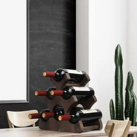 NEX&trade; 16" Countertop 6-Bottle Wood Wine Rack Brown {8}