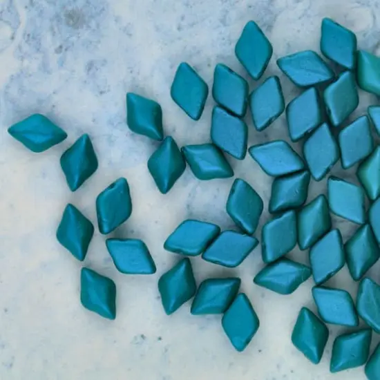 GemDUO&trade; 8mm 2-Hole Czech Glass Diamond Beads Tropical Rainforest {3}