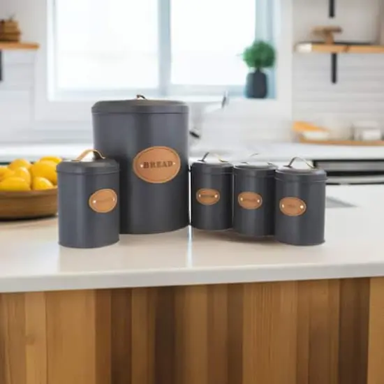 MegaChef Kitchen Food Storage & Organization Gray 5-Piece Canister Set {1}