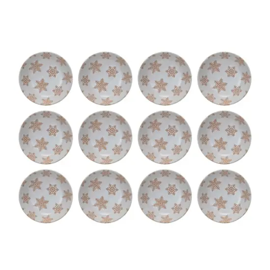 Hello Honey&reg; 6" White & Orange Stoneware Snowflake Dinnerware Bowls, 12ct. {1}