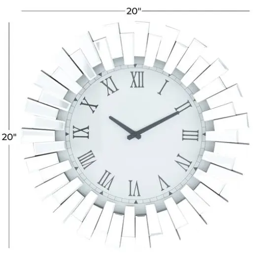 Silver MDF Glam Wall Clock, 20" x 3" x 20" {6}