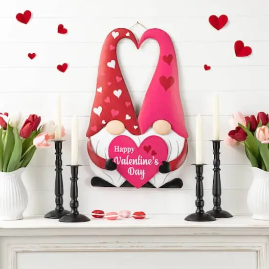 Glitzhome&reg; 30" Valentine's Metal Gnome Couple Yard Stake {4}