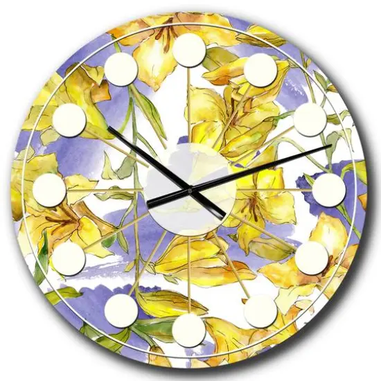 Designart 'Retro Handdrawn Poppies V Mid-Century Modern Wall Clock {1}