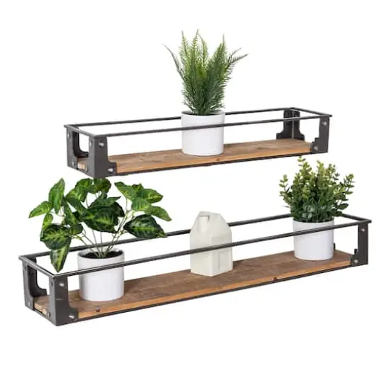 Honey Can Do Floating Decorative Metal & Wood Wall Shelves Set {3}
