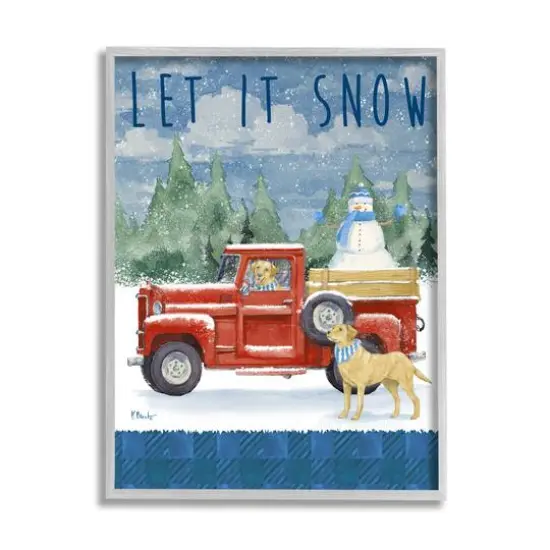 Stupell Industries Let It Snow Winter Dogs Framed Giclee Art Gray {1}
