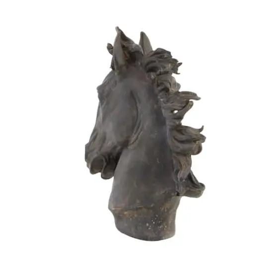 25" Brown Polystone Traditional Horse Sculpture {3}