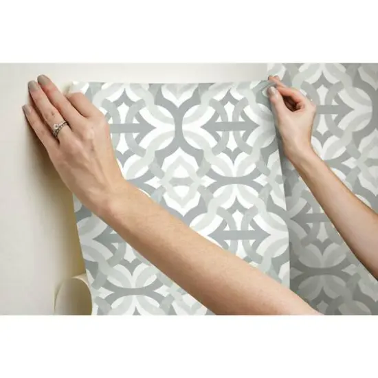 RoomMates Tipton Peel & Stick Wallpaper Taupe and White {10}